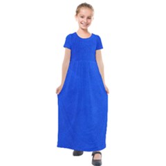 Leather Smooth 22 Blue Kids  Short Sleeve Maxi Dress by skindeep