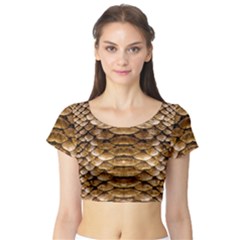 Reptile Skin Pattern 11 Short Sleeve Crop Top by skindeep