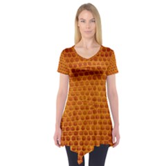 Leatherette 5 Brown Short Sleeve Tunic  by skindeep