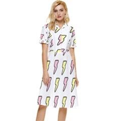 Pattern Cute Flash Design Button Top Knee Length Dress by brightlightarts