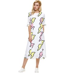 Pattern Cute Flash Design Bow Sleeve Chiffon Midi Dress by brightlightarts