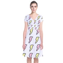 Pattern Cute Flash Design Short Sleeve Front Wrap Dress by brightlightarts