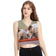 2 Sleeping Bulldogs V-neck Cropped Tank Top by SomethingForEveryone