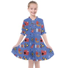 Blue 50s Kids  All Frills Chiffon Dress by NerdySparkleGoth