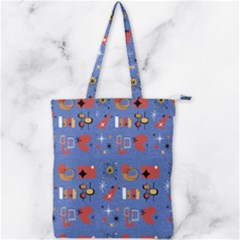 Blue 50s Double Zip Up Tote Bag by InPlainSightStyle