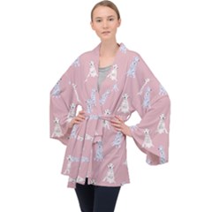 Dalmatians Favorite Dogs Long Sleeve Velvet Kimono  by SychEva