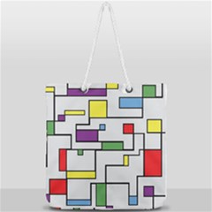 Colorful Rectangles Full Print Rope Handle Tote (large) by LalyLauraFLM