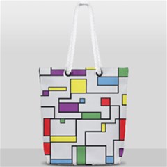 Colorful Rectangles Full Print Rope Handle Tote (small) by LalyLauraFLM