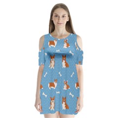 Cute Corgi Dogs Shoulder Cutout Velvet One Piece by SychEva