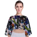 Snow In A City-1-1 Tie Back Butterfly Sleeve Chiffon Top View1