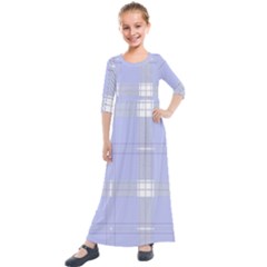 Lighblu Plaid Kids  Quarter Sleeve Maxi Dress by snowwhitegirl