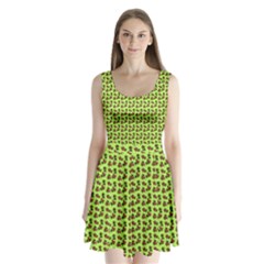 Cute Deer Pattern Green Split Back Mini Dress  by snowwhitegirl