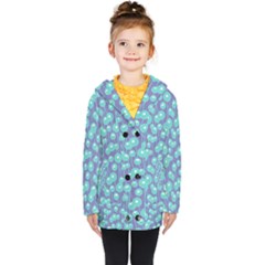 Blue Dandelions  Cute Plants Kids  Double Breasted Button Coat by SychEva