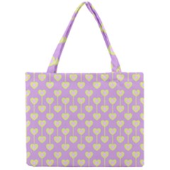 Yellow Hearts On A Light Purple Background Mini Tote Bag by SychEva