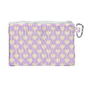 Yellow Hearts On A Light Purple Background Canvas Cosmetic Bag (Large) View2