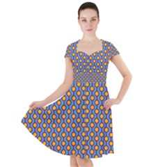 Yellow Circles On A Purple Background Cap Sleeve Midi Dress by SychEva