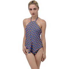 Yellow Circles On A Purple Background Go With The Flow One Piece Swimsuit by SychEva