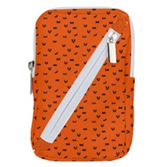 Halloween, Black Bats Pattern On Orange Belt Pouch Bag (large) by Casemiro