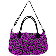 Pink And Green Leopard Spots Pattern Removal Strap Handbag by Casemiro