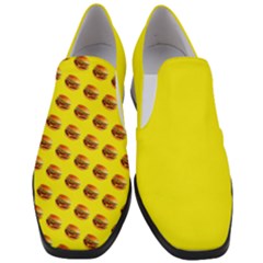 Vector Burgers, Fast Food Sandwitch Pattern At Yellow Women Slip On Heel Loafers by Casemiro