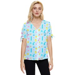 Arcade Dreams Blue  Bow Sleeve Button Up Top by thePastelAbomination