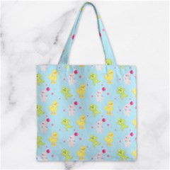 My Adventure Blue Zipper Grocery Tote Bag by thePastelAbomination