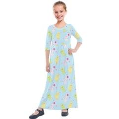 My Adventure Blue Kids  Quarter Sleeve Maxi Dress by thePastelAbomination