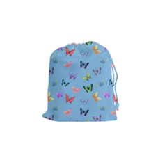 Multicolored Butterflies Whirl Drawstring Pouch (small) by SychEva