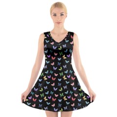 Bright And Beautiful Butterflies V-neck Sleeveless Dress by SychEva