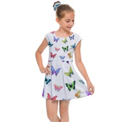 Cute Bright Butterflies Hover In The Air Kids  Cap Sleeve Dress by SychEva