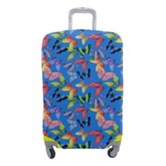 Multicolored Butterflies Fly On A Blue Background Luggage Cover (small) by SychEva