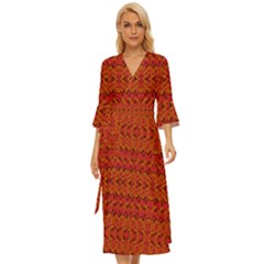 Red Pattern Midsummer Wrap Dress by Sparkle