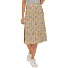 Flowers Pattern Midi Panel Skirt by Sparkle