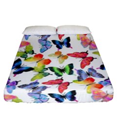 Bright Butterflies Circle In The Air Fitted Sheet (queen Size) by SychEva