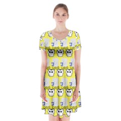 Cartoon Pattern Short Sleeve V-neck Flare Dress by Sparkle