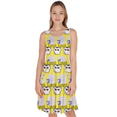 Cartoon Pattern Knee Length Skater Dress With Pockets by Sparkle