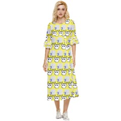 Cartoon Pattern Double Cuff Midi Dress by Sparkle