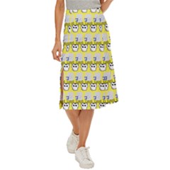 Cartoon Pattern Midi Panel Skirt by Sparkle