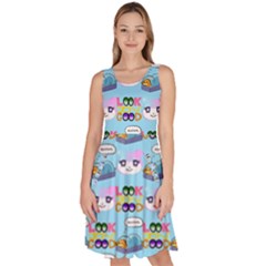 Look Cat Knee Length Skater Dress With Pockets by Sparkle