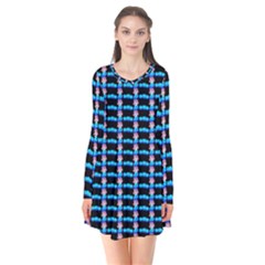 Cartoon Pattern Long Sleeve V-neck Flare Dress by Sparkle