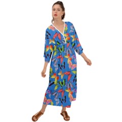 Bright Butterflies Circle In The Air Grecian Style  Maxi Dress by SychEva