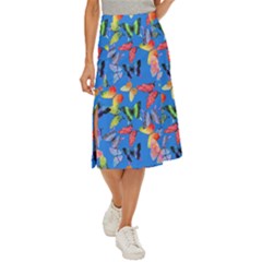 Bright Butterflies Circle In The Air Midi Panel Skirt by SychEva