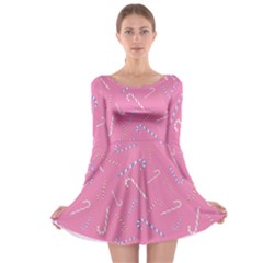 Sweet Christmas Candy Long Sleeve Skater Dress by SychEva