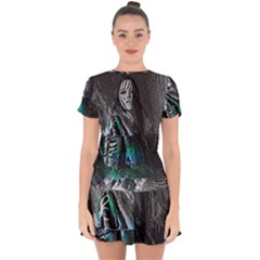 Glitch Witch Drop Hem Mini Chiffon Dress by MRNStudios