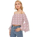 Floral Off Shoulder Flutter Bell Sleeve Top View2