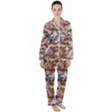 Retro Color Satin Long Sleeve Pajamas Set View1