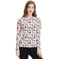 Multicolored Butterflies Women s Long Sleeve Rash Guard by SychEva