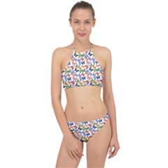 Multicolored Butterflies Racer Front Bikini Set by SychEva