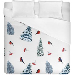 Christmas Trees And Bullfinches Duvet Cover (king Size) by SychEva