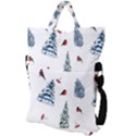 Christmas Trees And Bullfinches Fold Over Handle Tote Bag View2